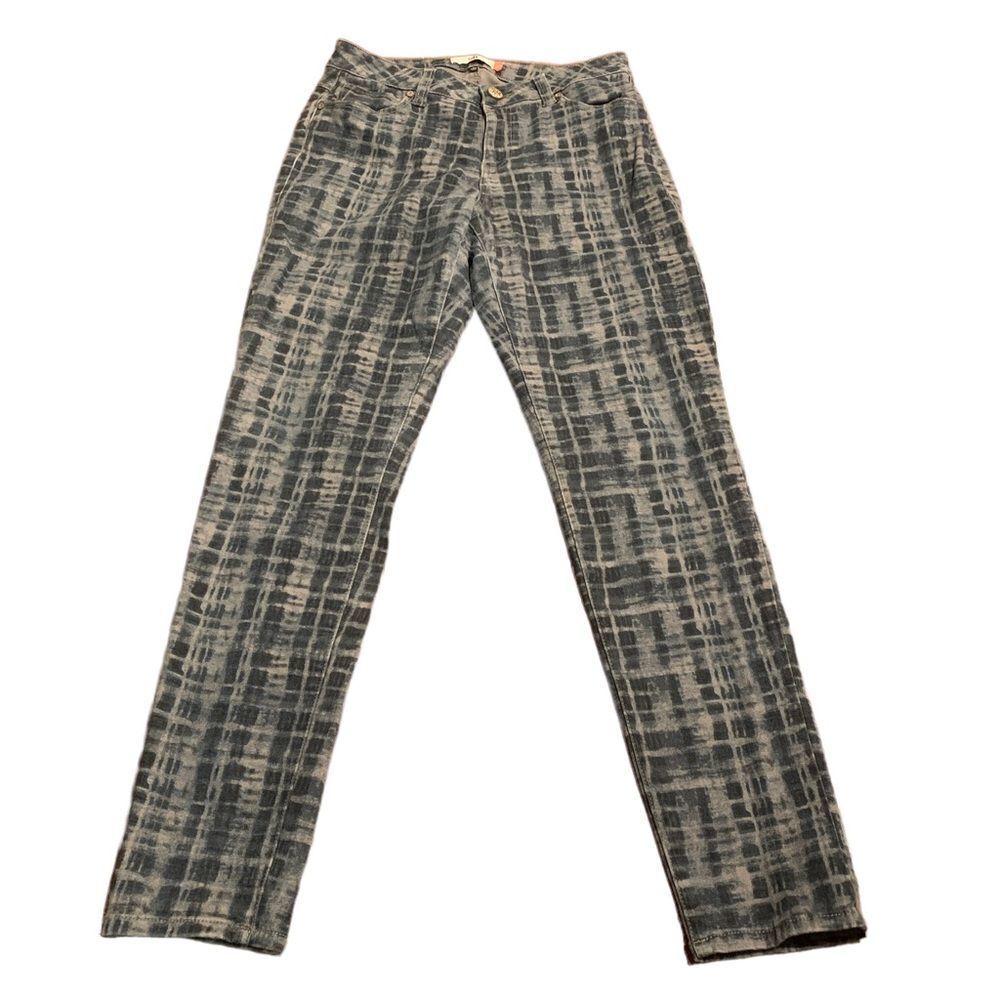 CAbi Curvy Skinny Blue Printed Jeans Pants Size 8